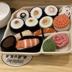 Crochet sushi play food set for kids