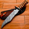 CUSTOM HANDMADE DAMASCUS HUNTING BOWIE KNIFE WOOD HANDLE for salejpg