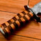 CUSTOM HANDMADE DAMASCUS HUNTING BOWIE KNIFE WOOD HANDLE LEATHER SHEATH nowjpg