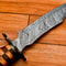 CUSTOM HANDMADE DAMASCUS HUNTING BOWIE KNIFE WOOD HANDLEjpg