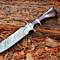 Stag crown Forged Knife Damascus Knife GIFT For Men With Leatherjpg
