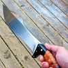 Handmade Carbon Steel Drop Point Knife High Polish Wood Handle  Leather Sheath.jpg