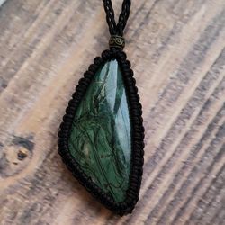 fluorescent tinguaite with cancrinite pendant, rare russian uv reactive stone, rare kola peninsula health stone necklace