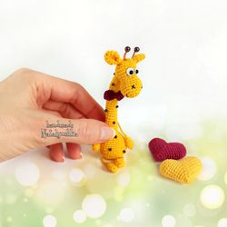Giraffe little positive Toy, Crochet mini giraffe, Handmade cute giraffe, Animal of Africa