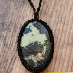 hantigyrite   - (teisky jade) with pyrite pendant, rare healing and protection russian stone