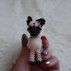 Beaded dog, beaded animals, beaded keychain, custom dog, beaded sheep-dog, dog figurine, dog toy beaded toy customize