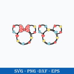 valentine disney ears svg, mickey and minnie ears with heart svg, disney valentine svg
