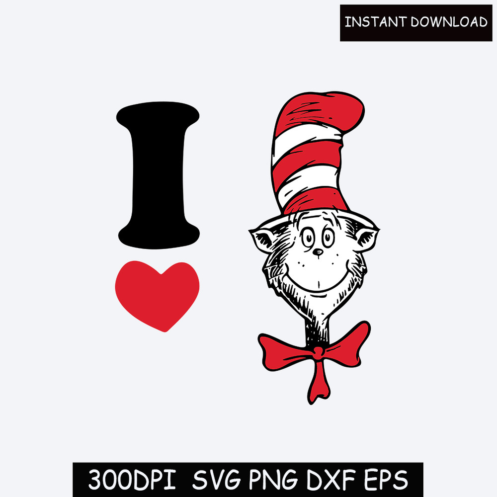 I love Dr. Seuss svg, Thing one two svg cut files, Read across America, sublimation print, png, dxf, jpg, commercial use, iron on transfer.jpg