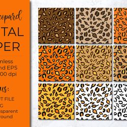 autumn leopard digital paper. fall leaves leopard print svg