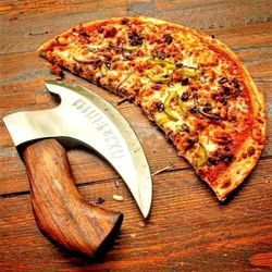 Hand Forged Original Viking Style Pizza Cutter Axe, Pizza Axe best gift for him.
