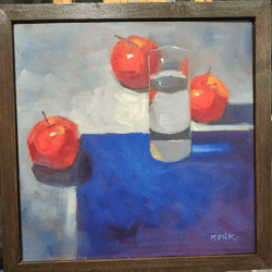 Original Oil Painting of Transparency Apples Still Life with Fruit APples Bright Oil Painting Wall Art