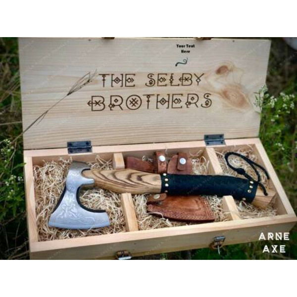 Valkyrie axe with Personalized Engraved wooden Box, Christmas Gift 4.jpg