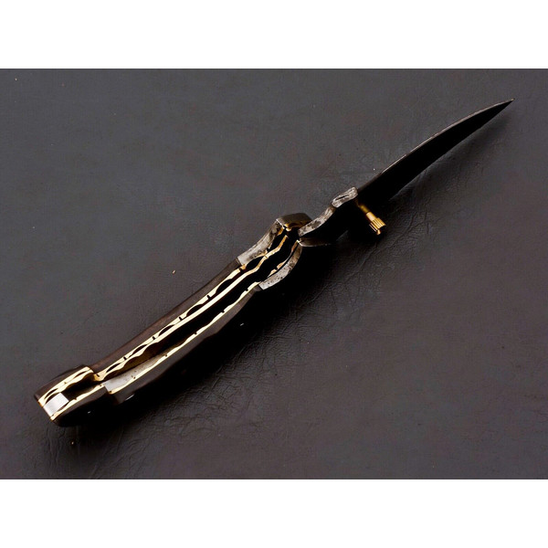 Custom Handmade Damascus Folding Knife Pocket knife Leather EDC Gift for him 5.jpg