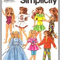 digital - vintage simplicity 7600 dolls 10" sewing pattern - wardrobe clothes for dolls 10" - vintage 1980s - pdf