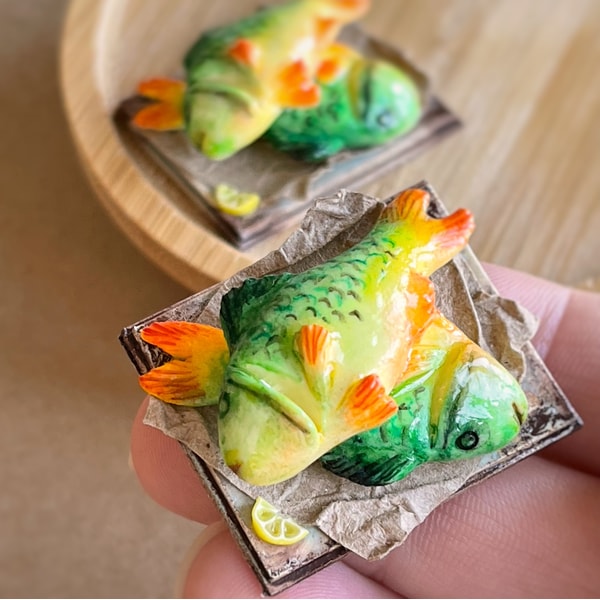 Doll Fish Miniature doll set with fish for playing in a dollhouse, sca - Inspire ...