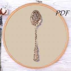 Counted cross stitch pattern vintage spoon cross stitch pattern design for embroidery pdf