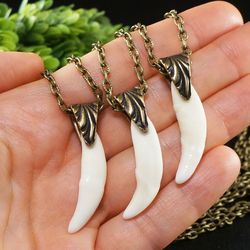 Real Wolf Tooth Necklace Wolf Tusk White Fang Pendant Teeth Necklace Native American Protection Amulet Boho Jewelry 8064