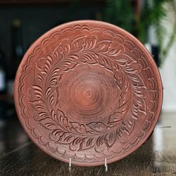 Handmade pottery plate diameter14.56 inch made of red clay