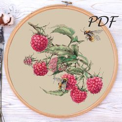 Cross stitch Raspberry cross stitch patterns design for embroidery pdf