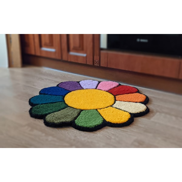 kawaii decor preppy room decor smiley face flower rug cute r - Inspire ...