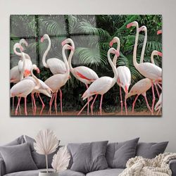 Flamingo Tempered Glass Wall Art, Animal Poster, Nature Wall Art,Modern Wall Art, Home Decor, Flamingo Wall Art