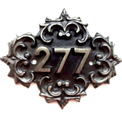 Cast iron address number plaque 277 vintage apt door sign