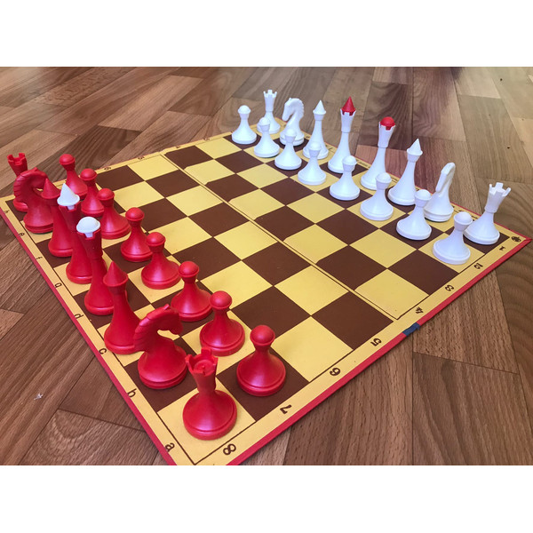 red white soviet chess set dnepropetrovsk