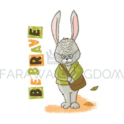 be brave hare cartoon animal hand drawn vector illustration