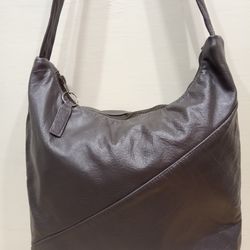 Hobo leather bag, leather bag inside made of quilted cotton with a pattern and pockets, handmade bag with one handle, sm