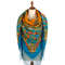 blue flowers pavlovo posad shawl handmade silk fringe