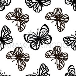 BUTTERFLY LINE PATTERN Monochrome Insect Seamless Vector
