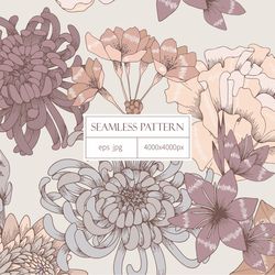 digital paper with flowers. seamless vector floral pattern