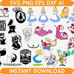 Cheshire Cat svg, Cheshire Cat png, Alice in Wonderland svg, Mad Hatter svg, Alice svg, Alice png, Alice in s