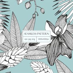digital paper with tropics. vector seamless pattern