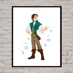 Flynn Rider Tangled Rapunzel Disney Art Print Digital Files decor nursery room watercolor