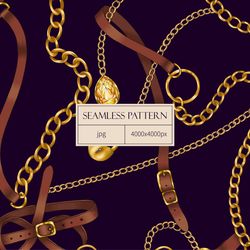 digital paper with belts and chains. seamless pattern