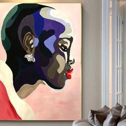 Black Woman Painting Egypt Original Art African American Art Black Woman Portrait Artwork Acrylic Painting 16,5 × 23,3 by MyrikArt