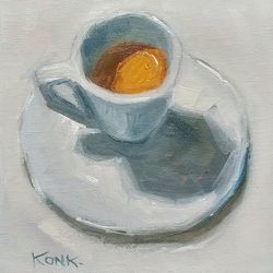 Original oil painting Coffee cup Still life Bright painting Kitchen decoration Wall art Holiday gift Gift to Mom,