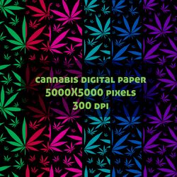 hemp cannabis  pattern digital paper seamless