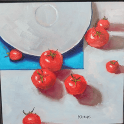 Original Oil Painting Tomato Feast Tomato Painting Still Life Bright Painting Kitchen Decoration Wall Art