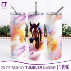 Watercolor Horse Tumbler Sublimation Wrap - 1 PNG
