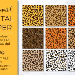 fall leopard digital paper. autumn leaves leopard print