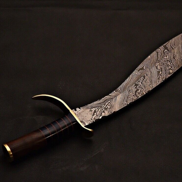 Handmade Damascus Steel Kukri Knife Hand Forged  Handmade Leather Sheath3.jpg