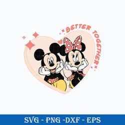 mickey minne heart love svg, disney heart valentine svg, valentine day svg