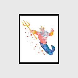 The Little Mermaid Triton Disney Set Art Print Digital Files decor nursery room watercolor