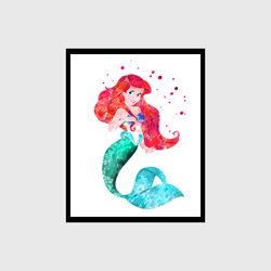 The Little Mermaid Ariel Disney Set Art Print Digital Files decor nursery room watercolor