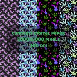 cannabis marijuana digital paper bright patterns