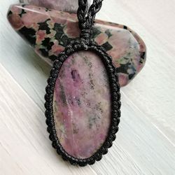 Exotic KATARANSKITE pendant, violet Kola Peninsula stone, purple gabbro, spiritual development Sahasrara chakra