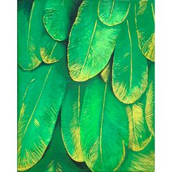 Tropical Leaves Painting Botanical Original Art Palm Artwork Impasto Oil Painting Green 16 by 20 inches
