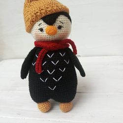 hand crochet funny penguin stuffed toys animals knit amigurumi gift